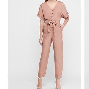🆕 Blush Pink Button Jumpsuit Romper Pockets